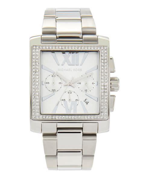 michael kors square face watch silver|Michael Kors chronograph watch women.